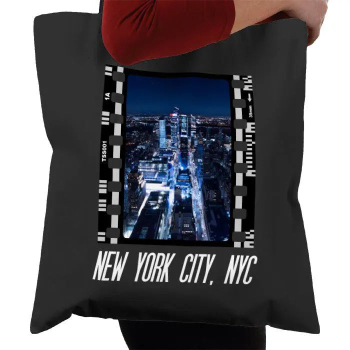 New York City at Night, NYC America, Photography Film, Tote Bag