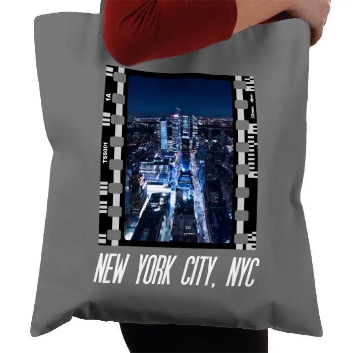 New York City at Night, NYC America, Photography Film, Tote Bag