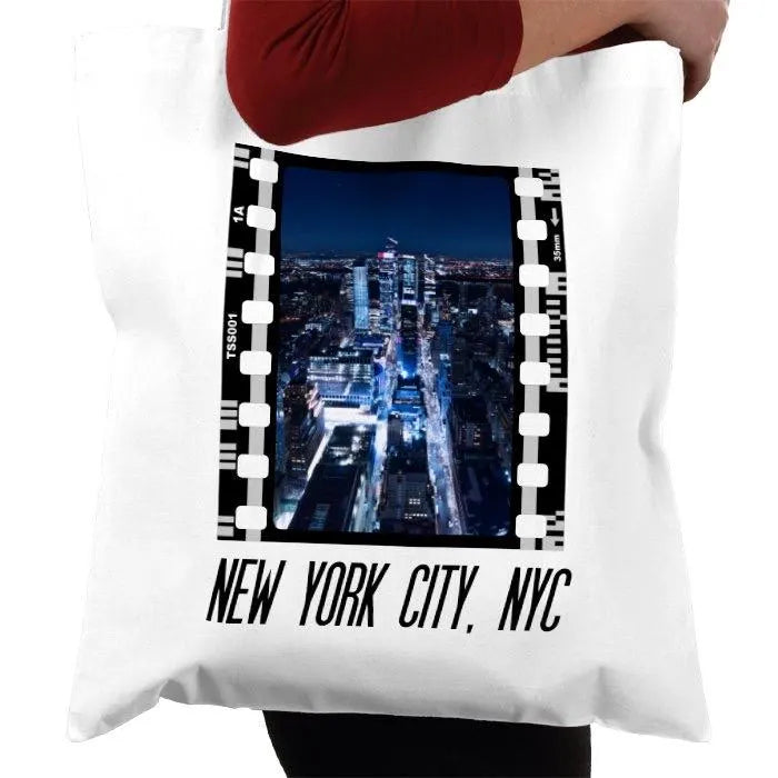 New York City at Night, NYC America, Photography Film, Tote Bag