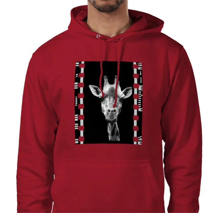 Giraffe Animal, Unisex College Hoodie, Black and White Photography Film Travel Jumper, Original Image