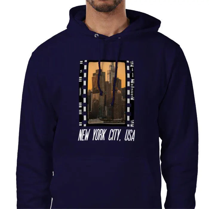 New York Skyline at Sunset, Unisex College Hoodie, Photography Film Travel Jumper, Original Image