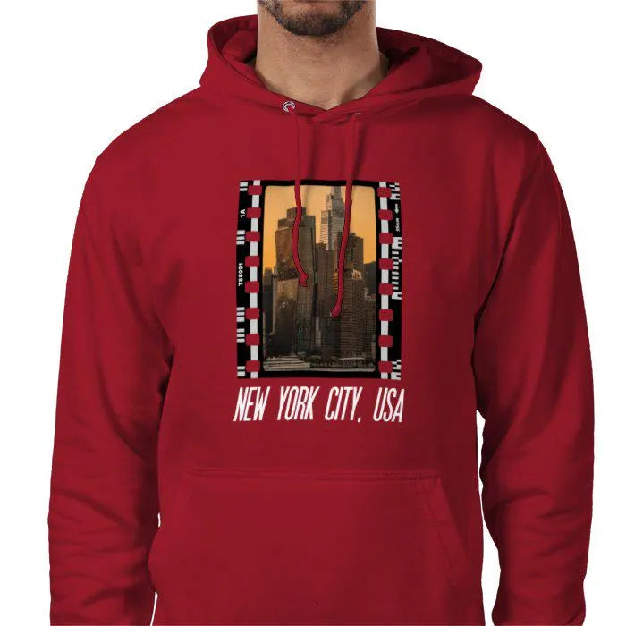 New York Skyline at Sunset, Unisex College Hoodie, Photography Film Travel Jumper, Original Image