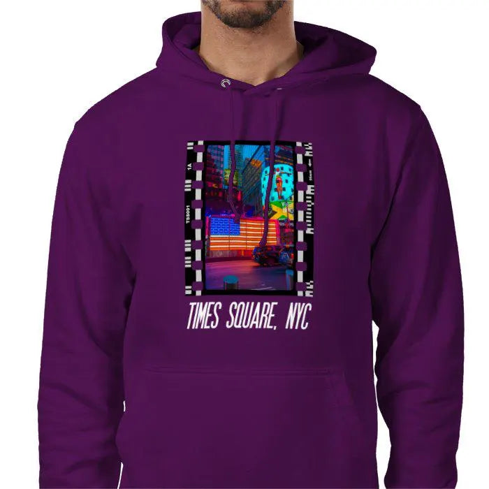 Times Square, New York City at Night, Unisex College Hoodie, Photography Film Travel Jumper, Original Image